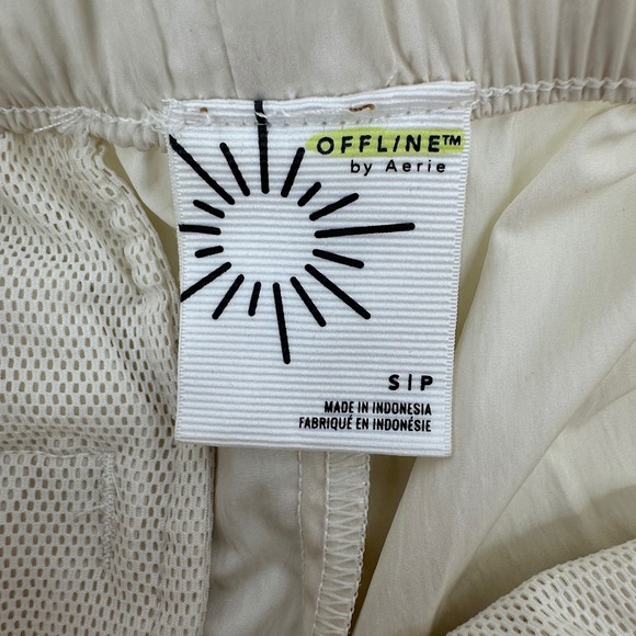Aerie Offline Cargo Pants Cream Drawstring Waist Joggers Womens Size S Lounge - Picture 4 of 13